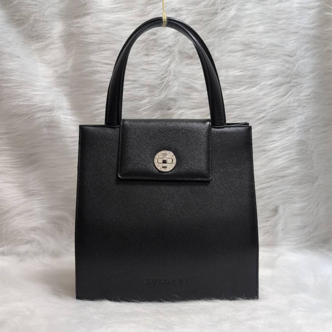 美品】 BVLGARI ハンドバッグ ターンロック レザー スクエア 保存袋