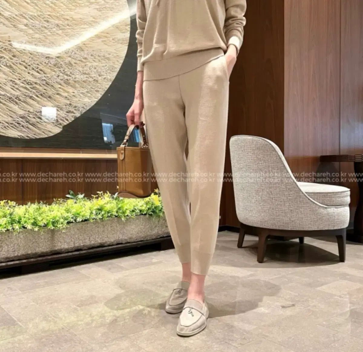 チュール デ シャール 新商品 タグ付き ニットジョガーパンツ ベージュ