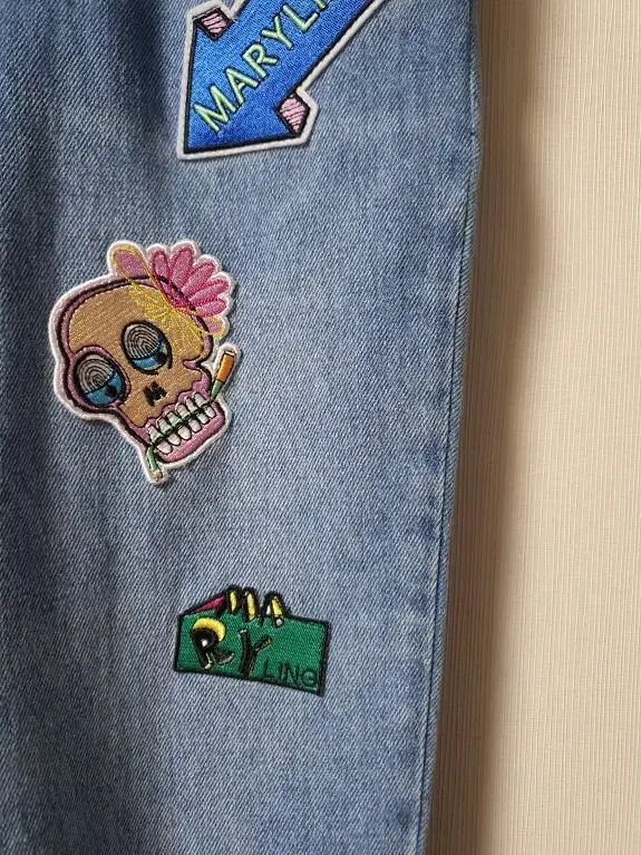  メリルリング パッチ デザインテープ バギー デニム パンツ サイズ40 その他 デニム ジーンズ