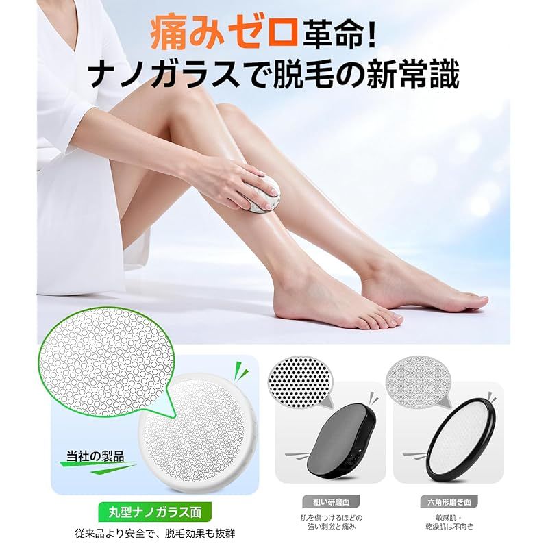 脱毛器 擦るだけ ナノガラス 業界新傑作 痛みゼロ除毛 こするだけ 脱毛 角質除去 無痛物理脱毛 男女兼用 手のひらサイズ 57 g軽量 電池不要 充電不要 自宅 旅行 ギフト メンズ レディース 初心者 日本語説明書付き オシャレ White 1