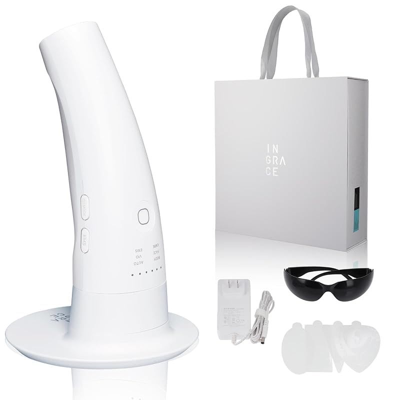 INGRACE イングレイス 光美容器 MBE 101 A ホワイト EMS＆赤色LED搭載 脱毛器 IPL VIO 冷却 サファイアクリスタル 脱毛機 ムダ毛 顔 小顔 メンズ レディース 男性 女性 家庭用 サロン級 W 0