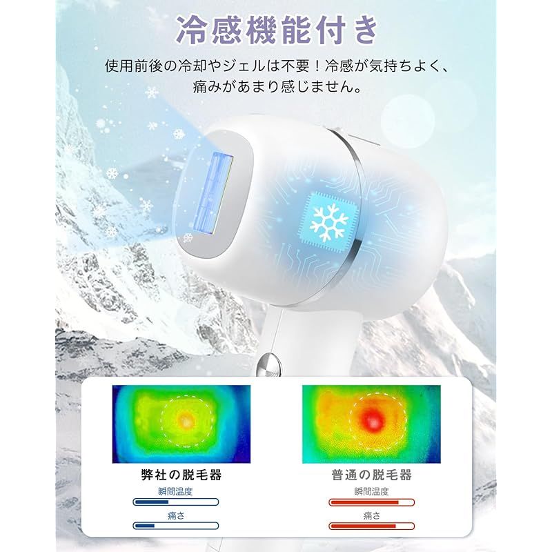 脱毛器 夏新販売 だつもうき脱毛器 サロン級ハイパワー 冷感機能付き 痛くない 約90万回 メンズ 髭 vio対応 腕 足 全身 5段階調節 自動手動モード切替 男女兼用 家庭用脱毛器 コンパクト ホワイト 1
