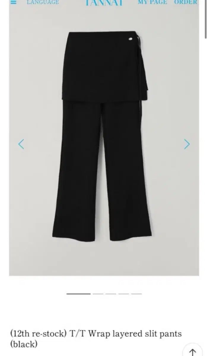TANNAT タナッツ ラップ レイヤード スリット ブラック パンツ