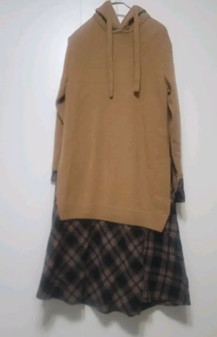 カジュアル フード ニット ツートンワンピース グッドグッドグッド