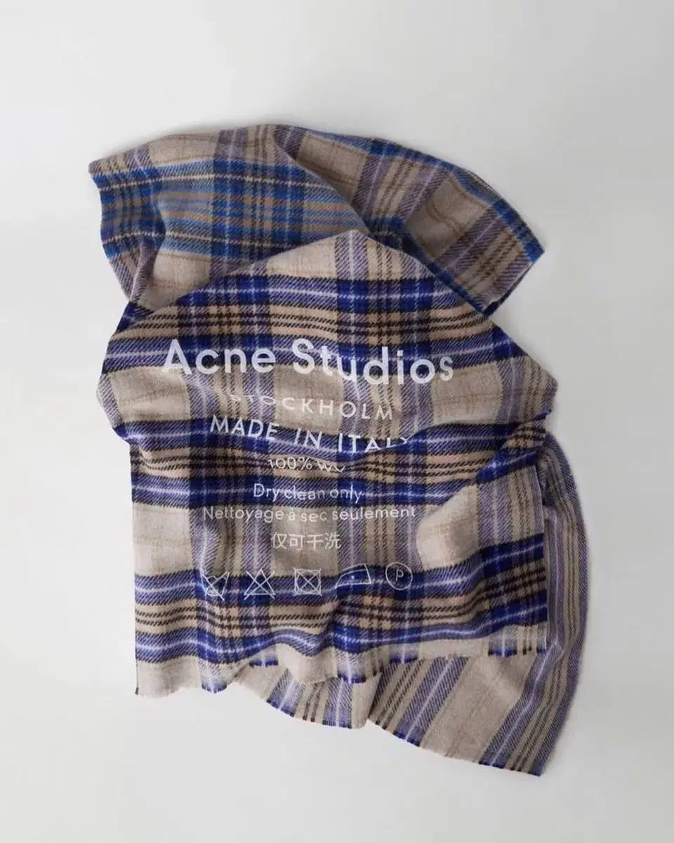 Acne Studios アクネストゥディオズ カシミア シアー CHECK マフラー ブルー ベージュ