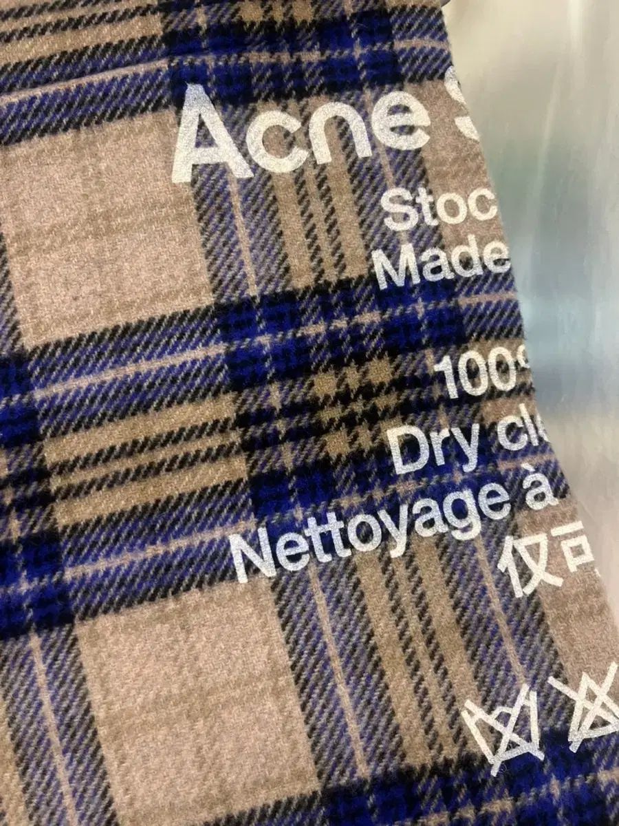  Acne Studios アクネストゥディオズ カシミア シアー CHECK マフラー ブルー ベージュ マフラー 小物