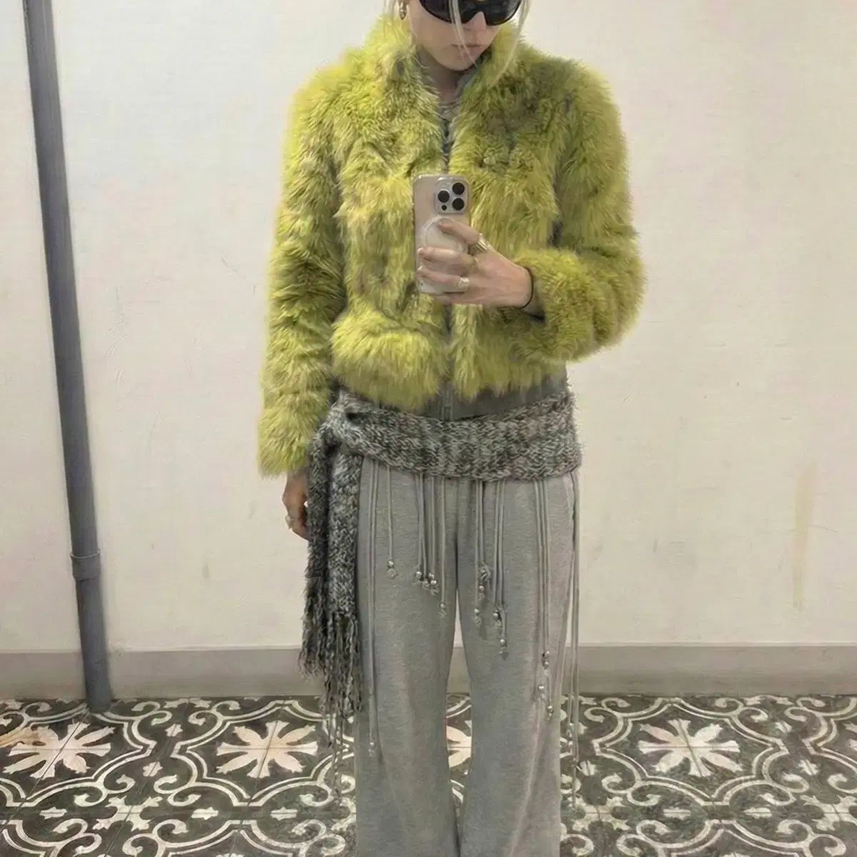 ヴィンテージ オリーブ ファー ジャケット