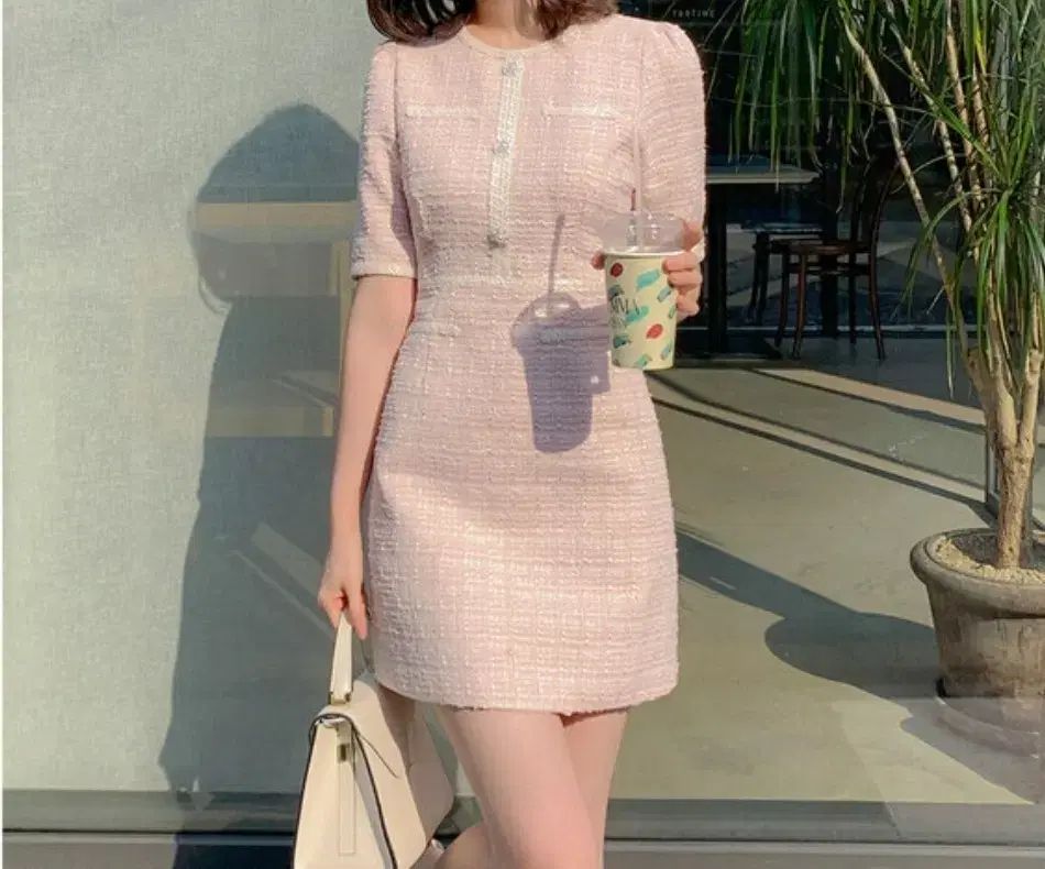 ROZLEY カリナ ツイード ONE PIECE ピンク