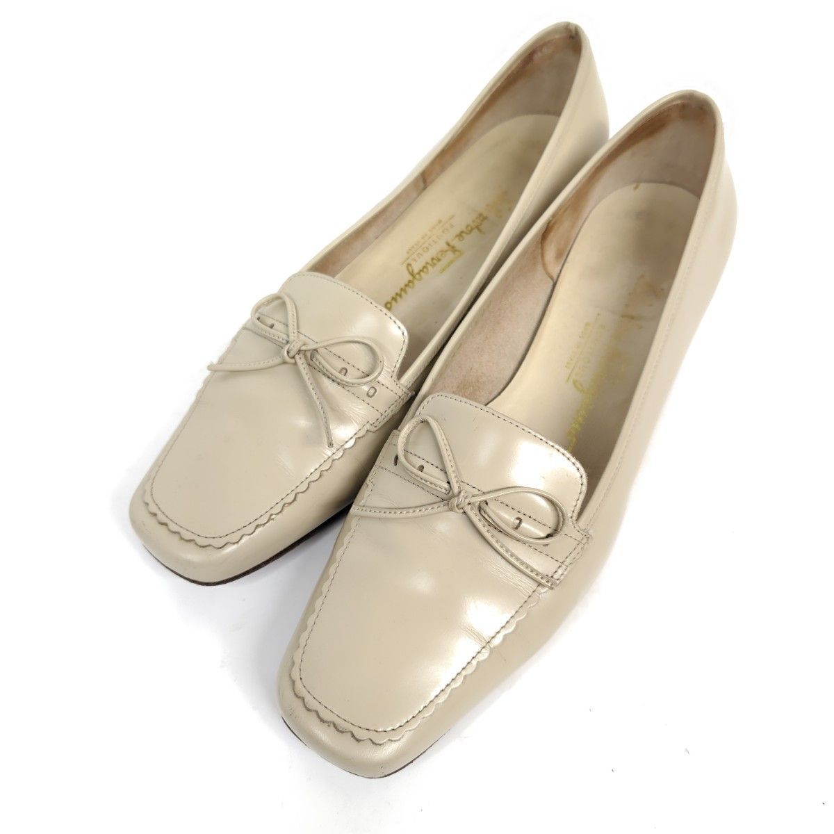 Salvatore Ferragamo フェラガモ 22cm ローファー 5D リボン スクエア 