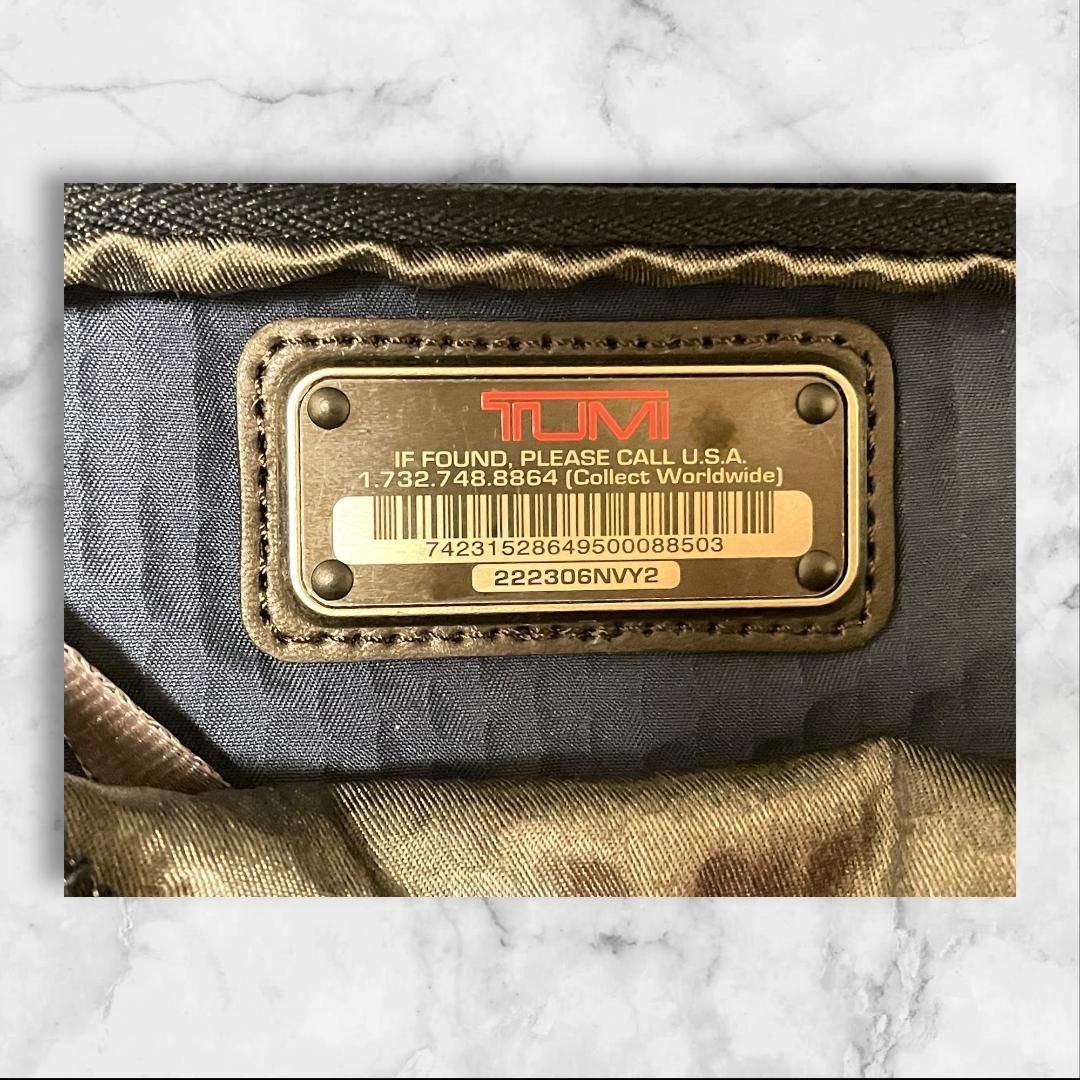 TUMI ショルダーバッグ ネイビー×ブラウン 斜め掛け 正規品 - メルカリ