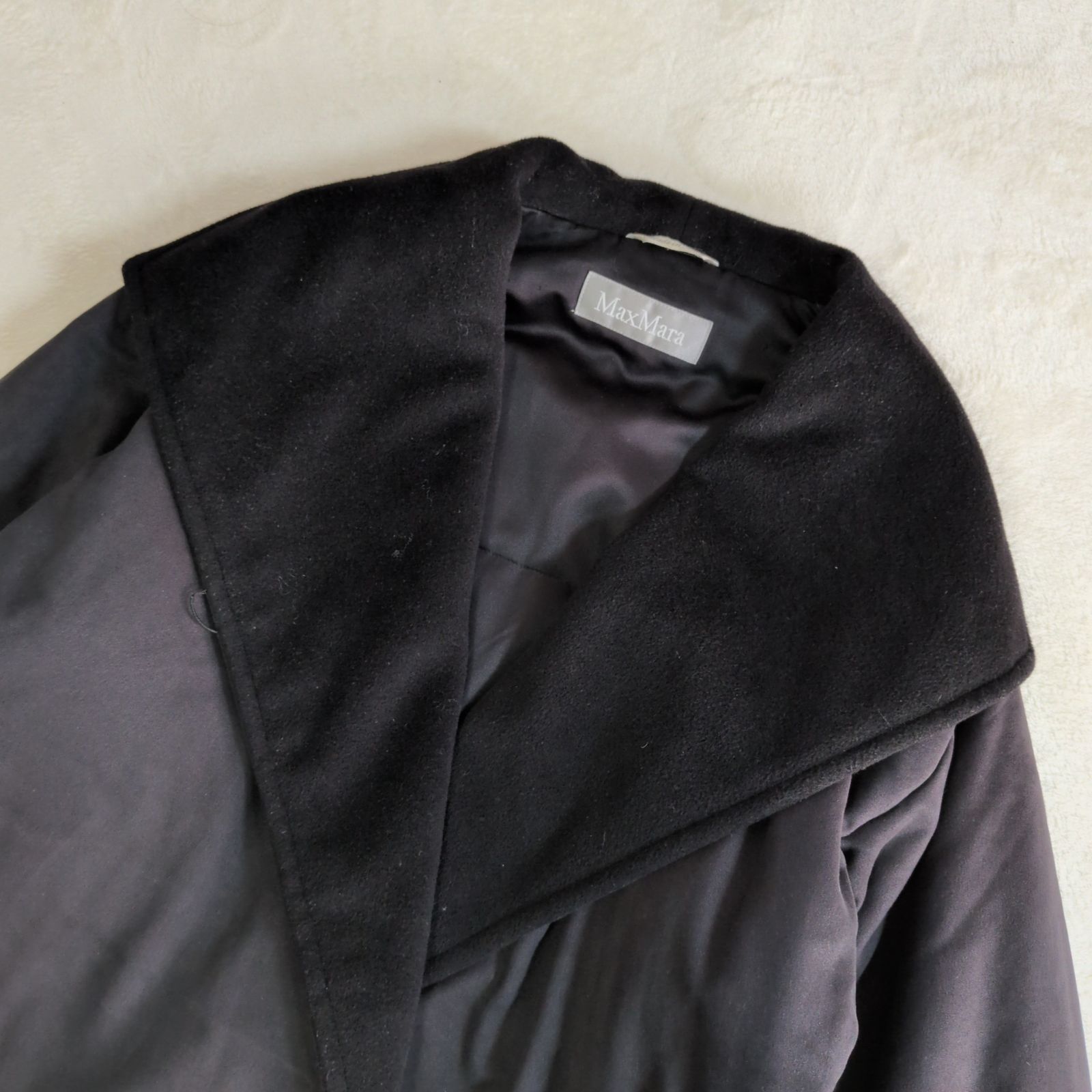 専用✨マックスマーラ マキシコート 柔らかウール 女優襟 銀タグ ブラック 38 マックスマーラ Max Mara コート ブルーサイズ38