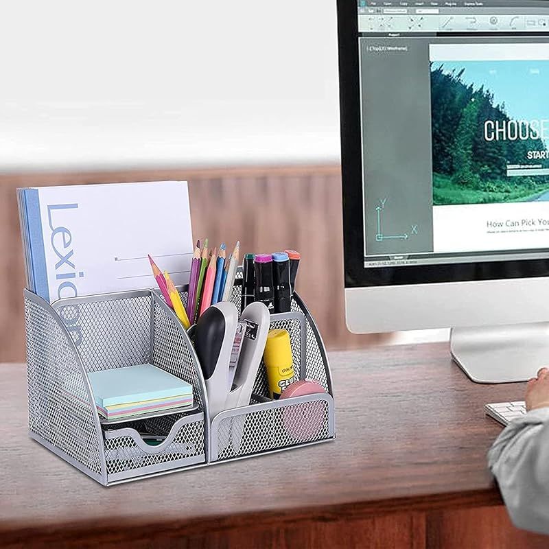 hengshao デスクオーガナイザー ペン立て デスク 収納 卓上 文具 小物入れ 金属メッシュ 引き出し リモコンラック 文房具 収納ケース  (銀色) 0 - メルカリ SIzlaho 卓上メッシュ収納ラック スライド式引出し デスクオーガナイザー ダブルトレイ 卓上収納ラック メッシュ  ... 卓上収納 金属メッシュペン立て デスクオーガナイザー 引き出し付き 組立不要 文房具収納