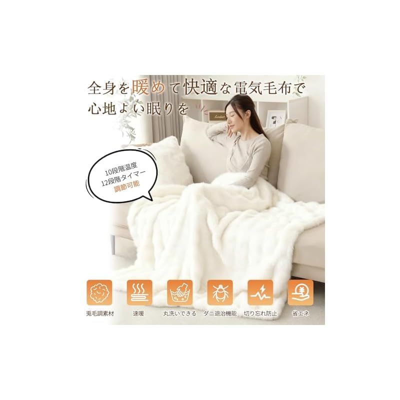 CHONGYA 電気毛布 【表面兎毛調 コレクション 裏面フランネル シルク