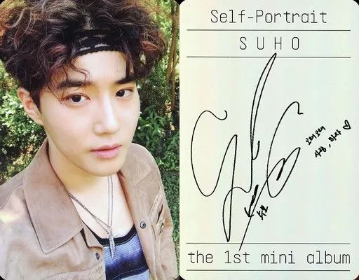 K-POP 直筆サイン入り写真EXO SUHO 中古】コレクションカード(男性) EXO/スホ(SUHO)/裏面印刷サイン入り