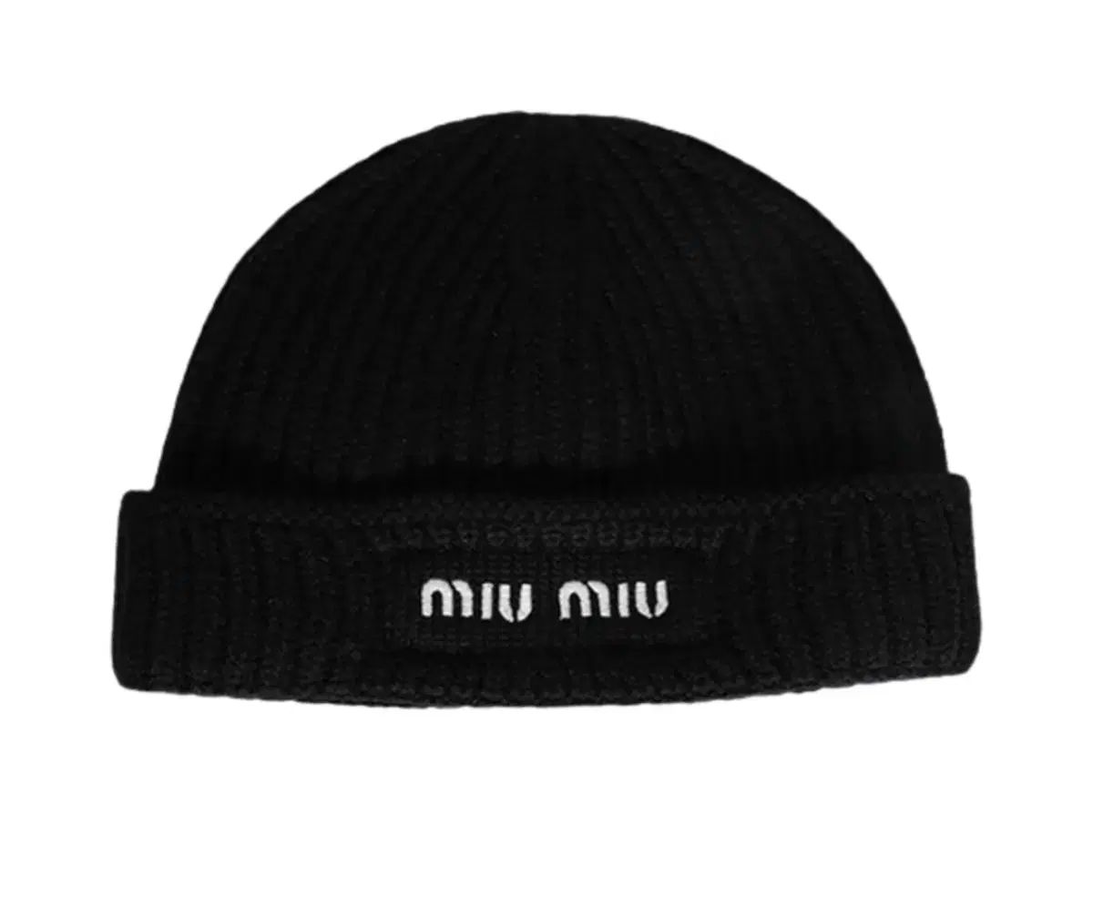 ミュウミュウ ウール ビーニー ブラック 白 M