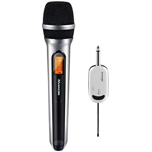 ワイヤレスマイク Alvoxcon ワイヤレスマイクセット UHF ワイヤレスハンドマイク カラオケ ハンドヘルドマイク ボーカルマイク 録音 拡声 カメラ スマホ 軽量 動画撮影 ハンド型 1人用 CK 210 0606967 c