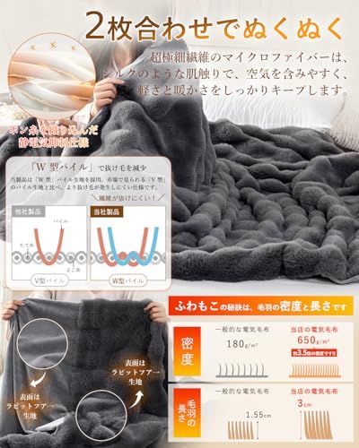電気毛布 表面兎毛調 掛け敷き兼用 速暖 電気ブランケット 5段階温度調整 4段階タイマー 頭寒足熱配線 洗える ダニ退治 室温センサー ??毯 膝肩掛け 防寒対策 暖房器具 節電省エネ PSE認証済 安全保護 キャンプ 140 80 8 c 001 bb 0