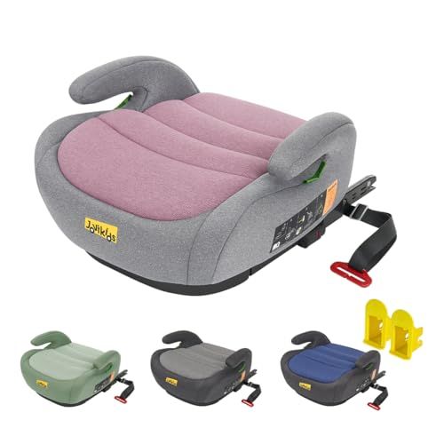 Jovikids ジュニアシート ISOFIX R 129適合 ブースターシート ロングユース 厚クッション 幼児用車シートと固定ガイド キャップとシートベルトクリップ 125?150 cm ピンク 厚くする b 09342 cd