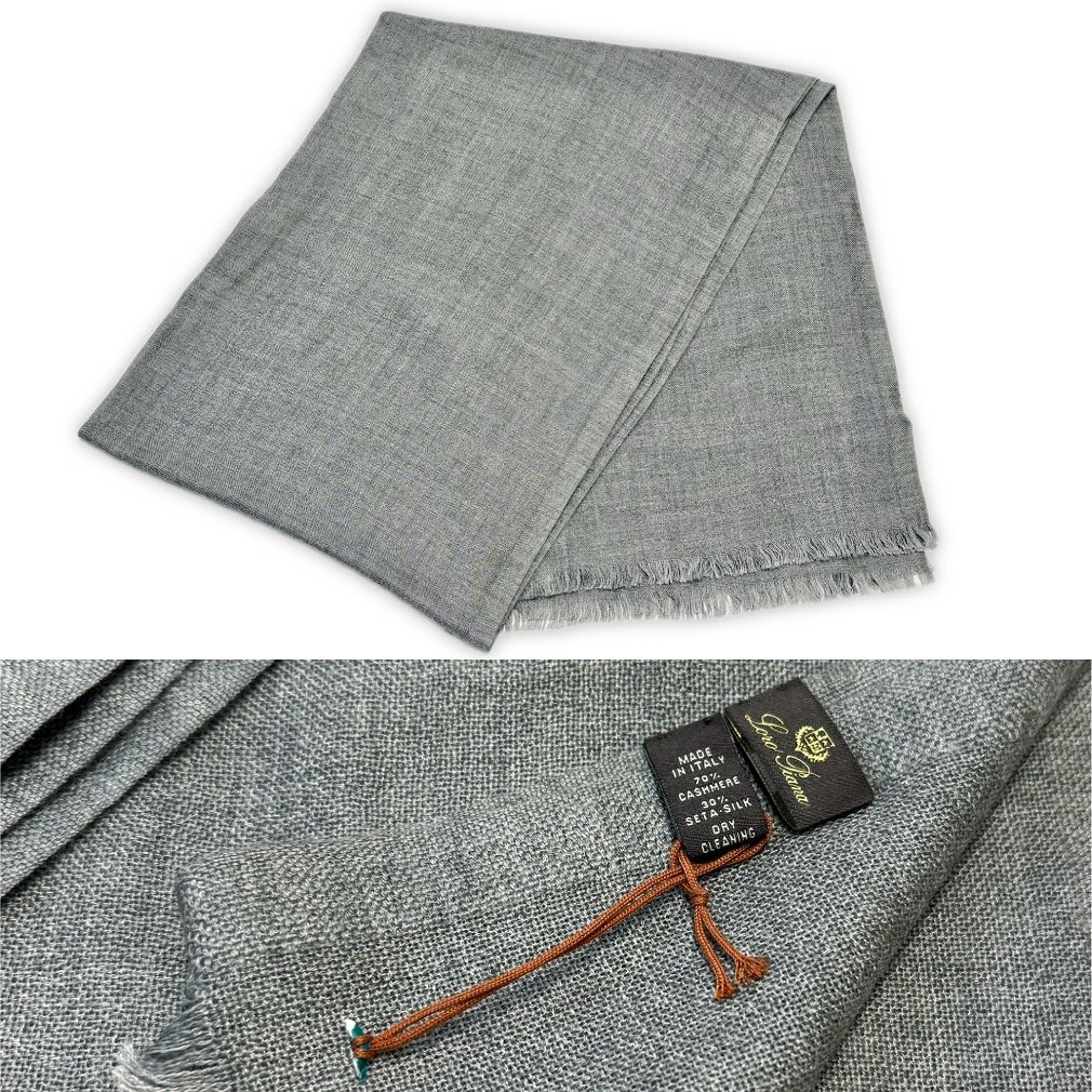 新品ロロピアーナ Loro Pianaメンズ カシミア×シルク ストール グレー