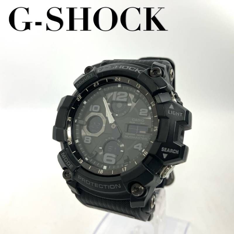 稼働品 G SHOCK ジーショック CASIO カシオ 腕時計 GWG 100 MUDMASTER マッドマスター アナログ ソーラー デイデイト 防塵 防泥 黒文字盤 ラバーベルト ブラック