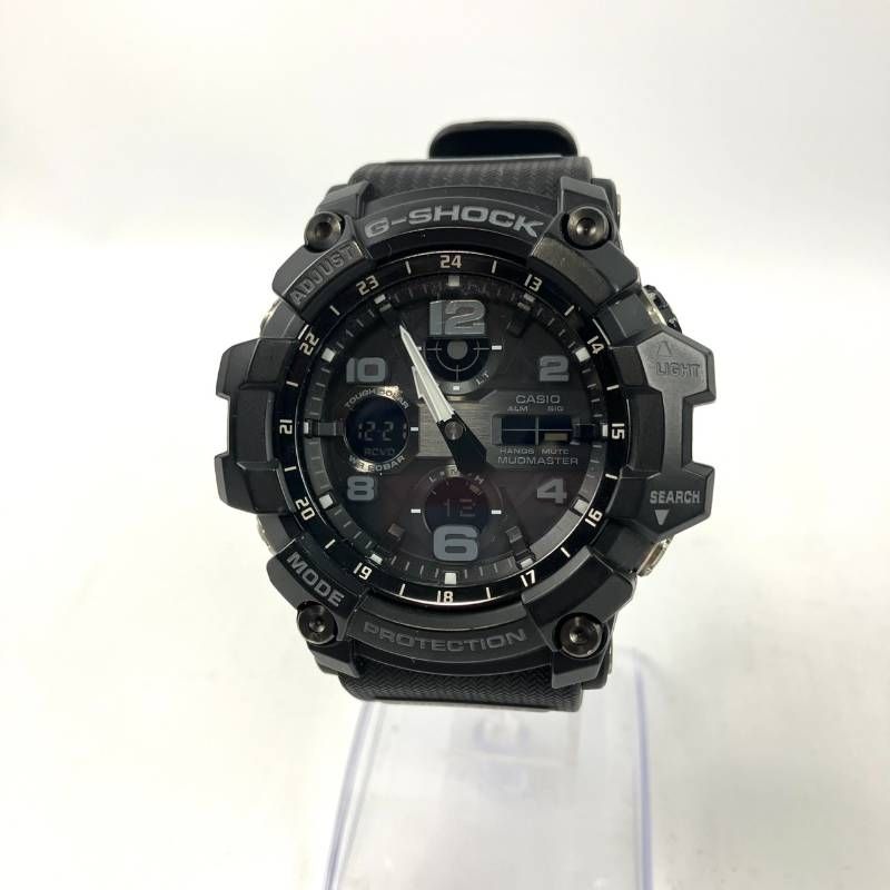 稼働品 G SHOCK ジーショック CASIO カシオ 腕時計 GWG 100 MUDMASTER マッドマスター アナログ ソーラー デイデイト 防塵 防泥 黒文字盤 ラバーベルト ブラック