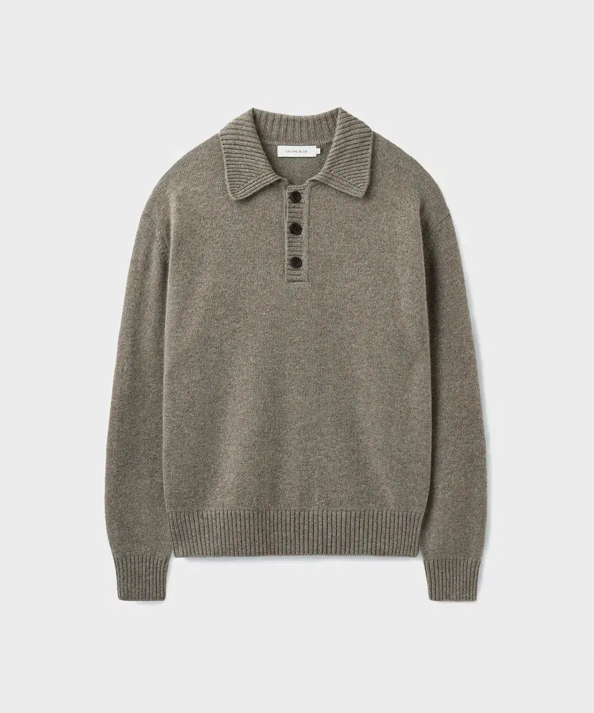 YUNION BLUE ユニオンブルー カラ ニット カーキ グレー Lサイズ