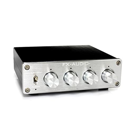 FX-AUDIO- LM-01 J シルバー 4 chステレオミキサー ＆ プリアンプ RCA 4系統入力を1出力に合成 a 53 afc 1
