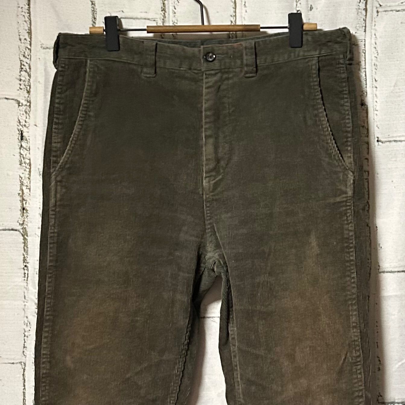 SHIPS any シップス エニィ コーデュロイ スラックス パンツ 無地 深緑