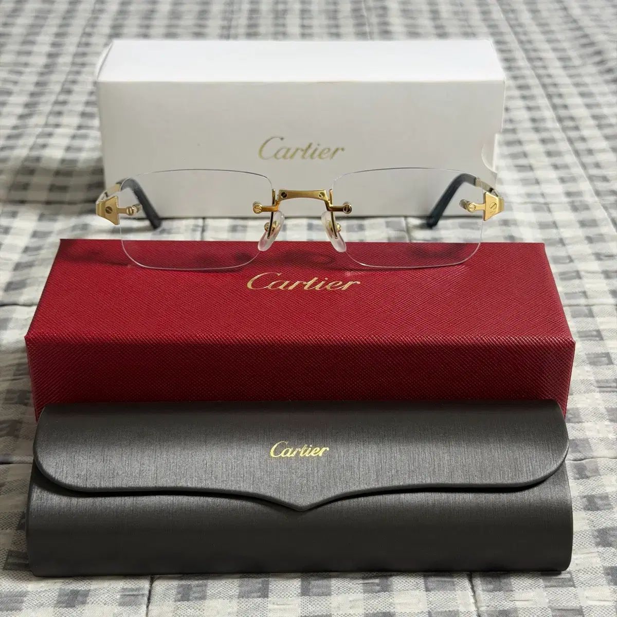 Cartier カルティエ サントゥー フチなし ゴールド メガネ