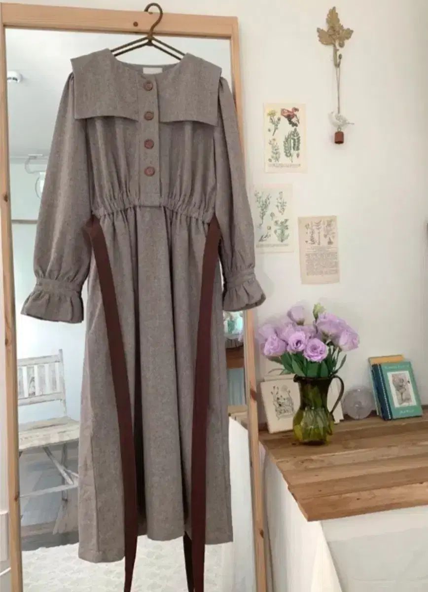  mimi boutique ヘリンボーン ウッド ONE PIECE 長袖 七分袖 その他