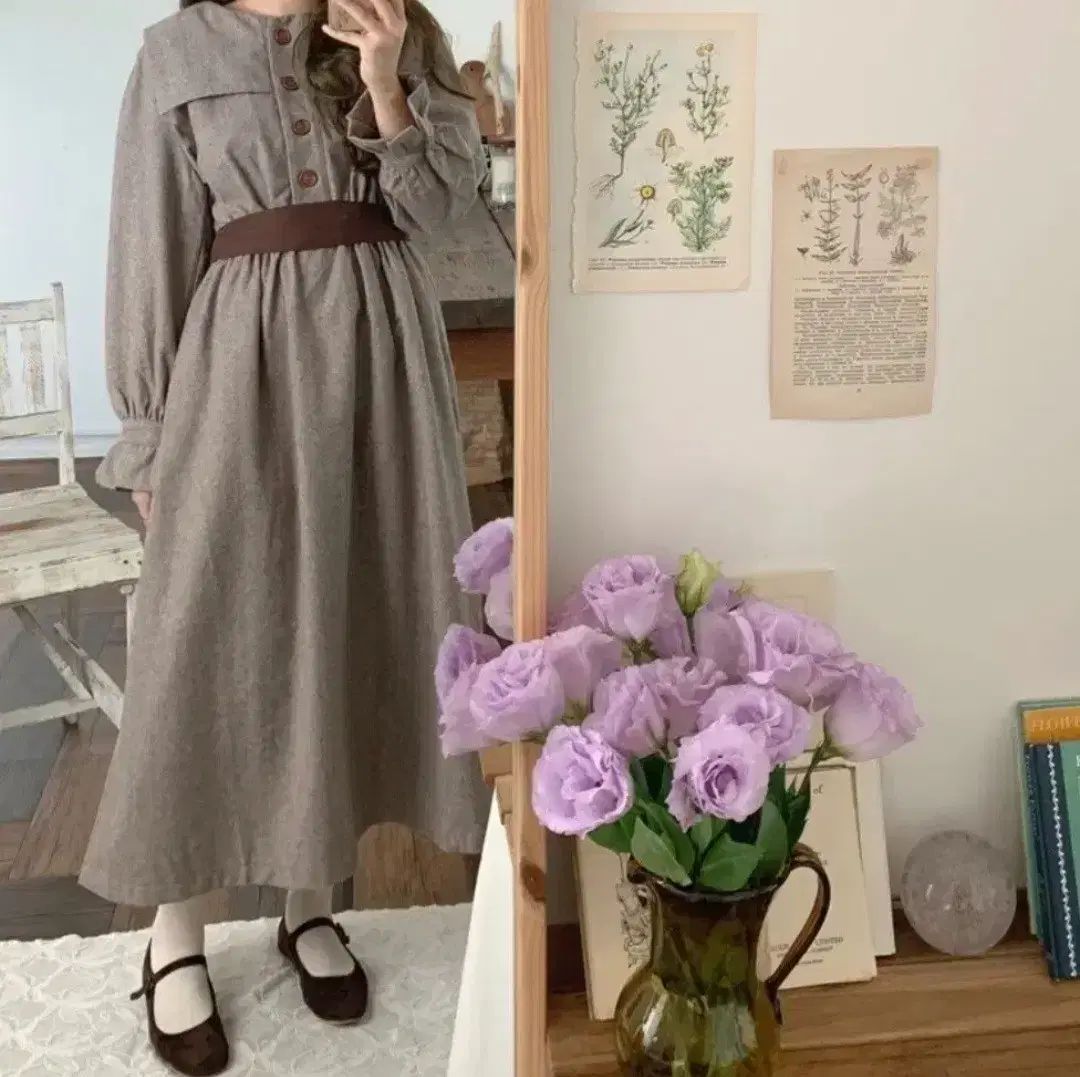 mimi boutique ヘリンボーン ウッド ONE PIECE