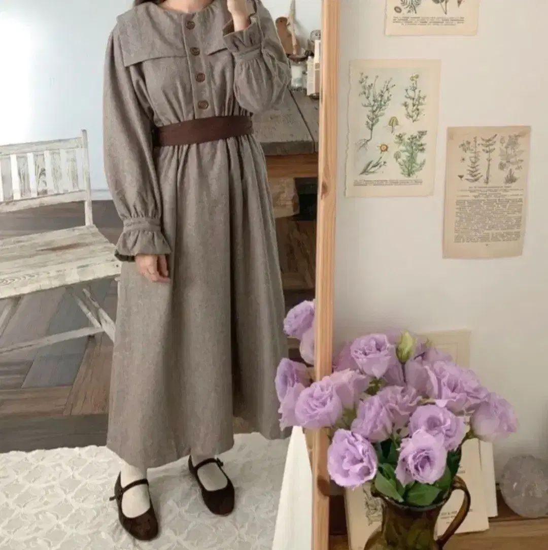 mimi boutique ヘリンボーン ウッド ONE PIECE