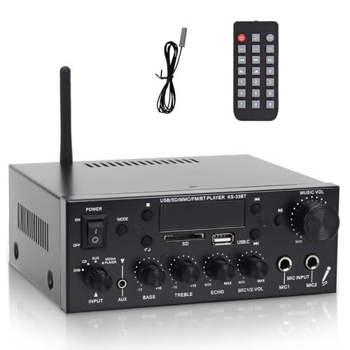 アンプ パワーアンプ オーディオアンプ 小型 Bluetooth カード挿入口 USBメモリ ラジオ機能 60ｗ リモコン付き ミニアンプ ボリューム調整 低騒音 家庭用 パーティー 忘年会 新年会 ef 78 cd 60