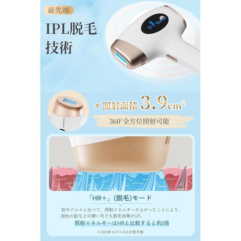 即納：Sarlisi 家庭用 脱毛器 IPL光 自動照射モード 照射回数99.9万回