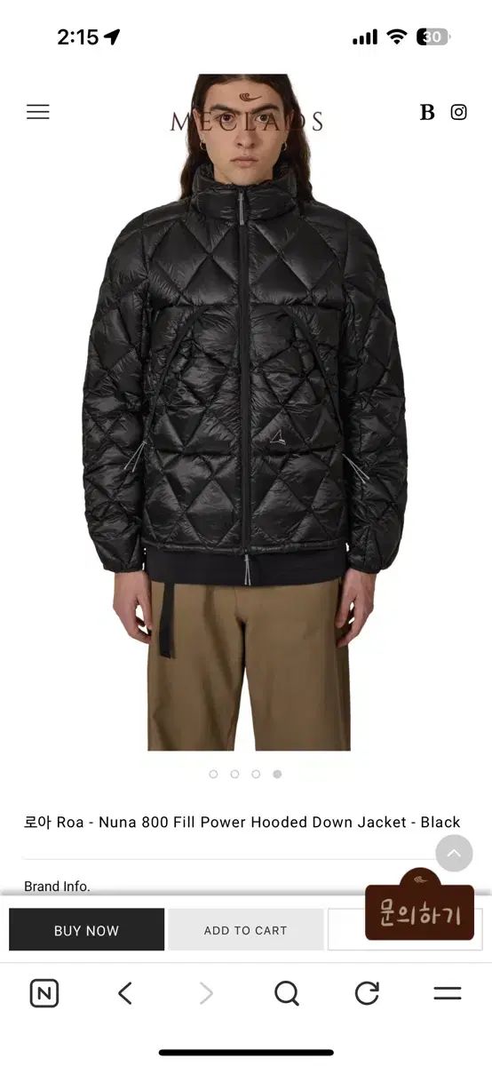 25 fw Roa ロア nuna 800フィルパワー フード ダウン ジャケット xl