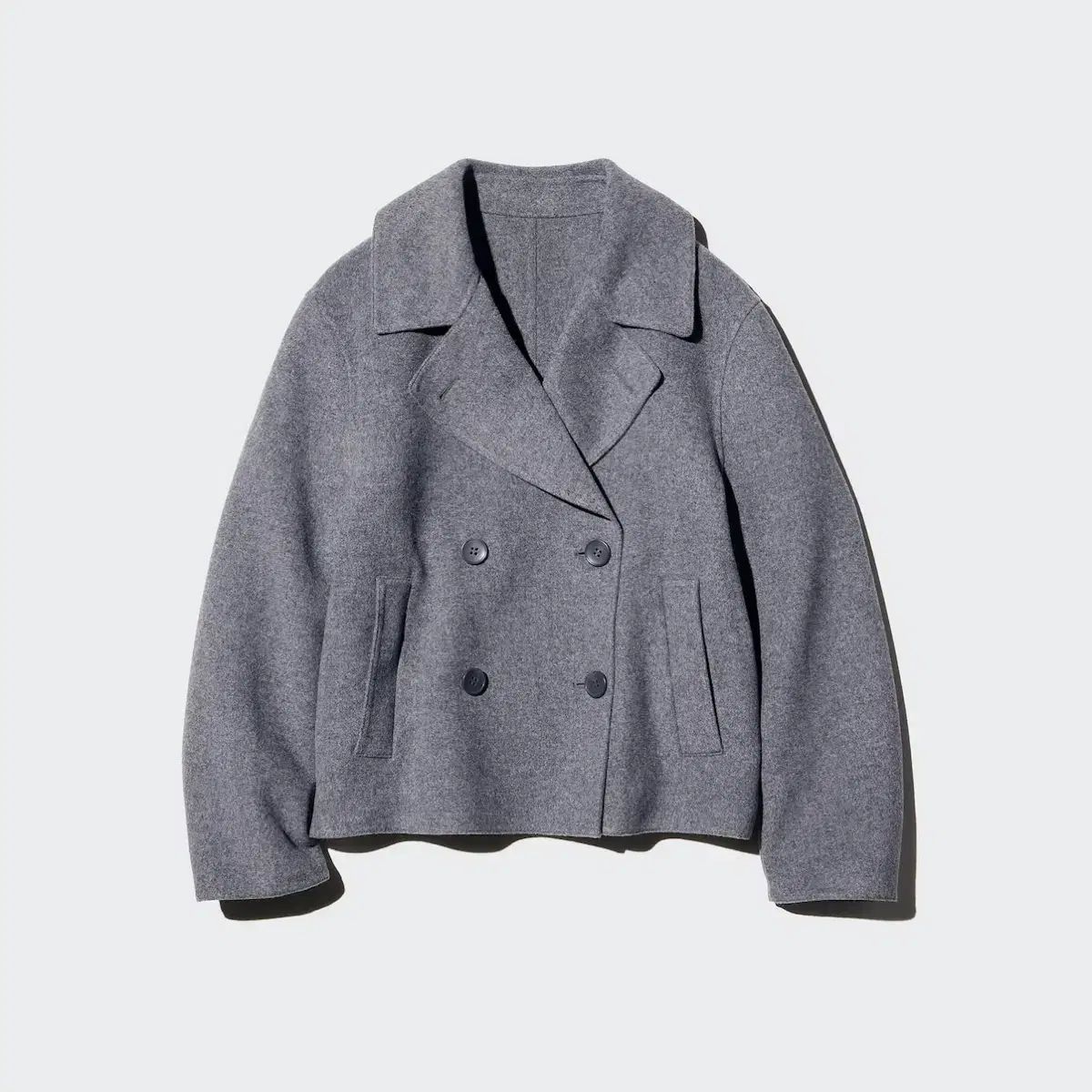 XL UNIQLO ユニクロ ダブルフェイス ショートジャケット ハーフコート グレー