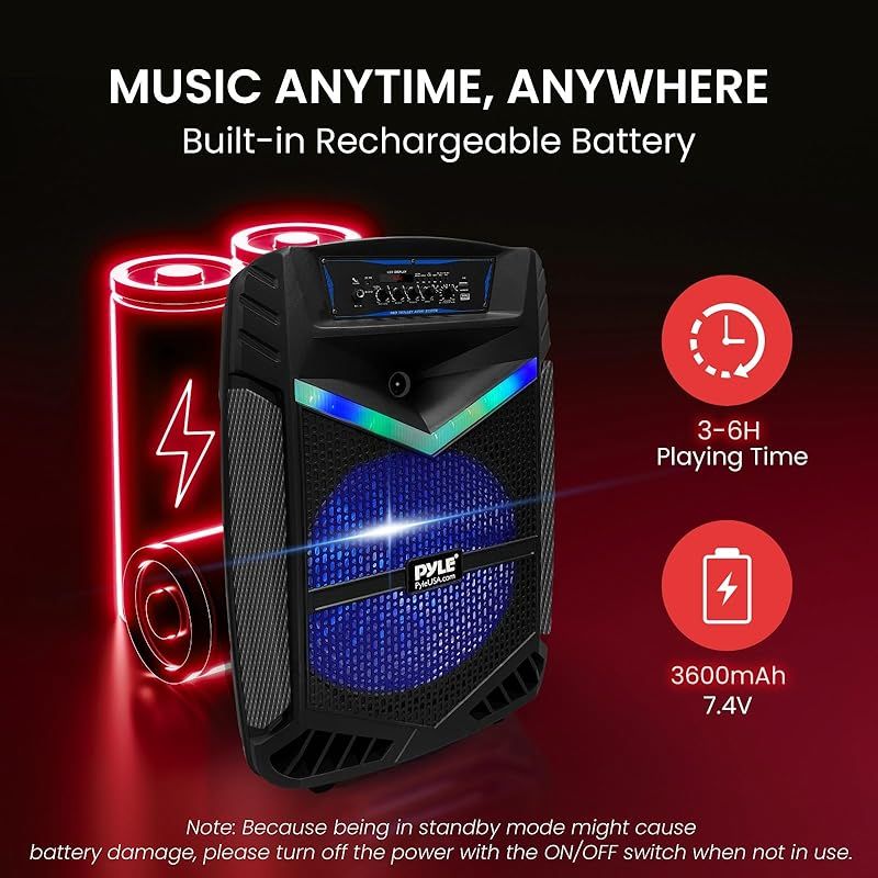 Pyle 400W Bluetooth付き ワイヤレス スピーカー】 充電式バッテリー
