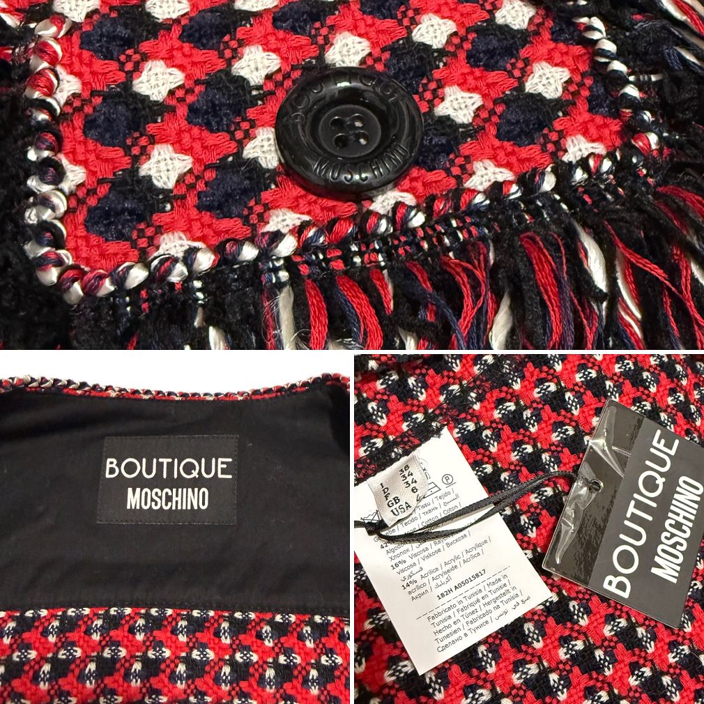 新品モスキーノMOSCHINOツイードスーツ(セットアップ）赤 #40 - メルカリ