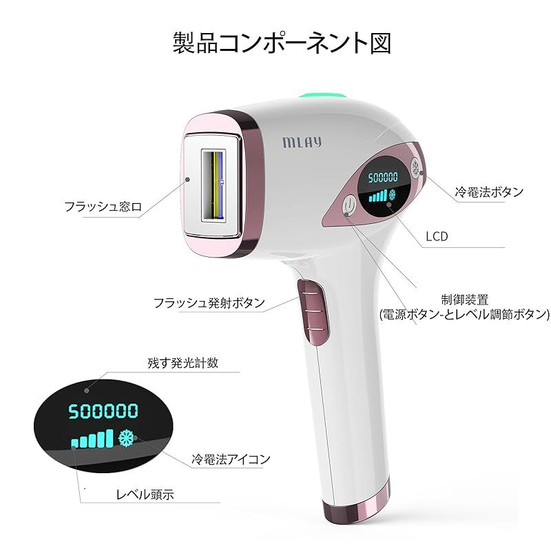 脱毛器 vio対応 光脱毛 IPL光脱毛器 メンズ レディース 髭 腕など 照射回数50万発 5段階調節 無痛 脱毛 だつもうき脱毛器 サロン級 ムダ毛ケア 光美容器 手動 自動照射 保護眼鏡付 カミソリ付き 0