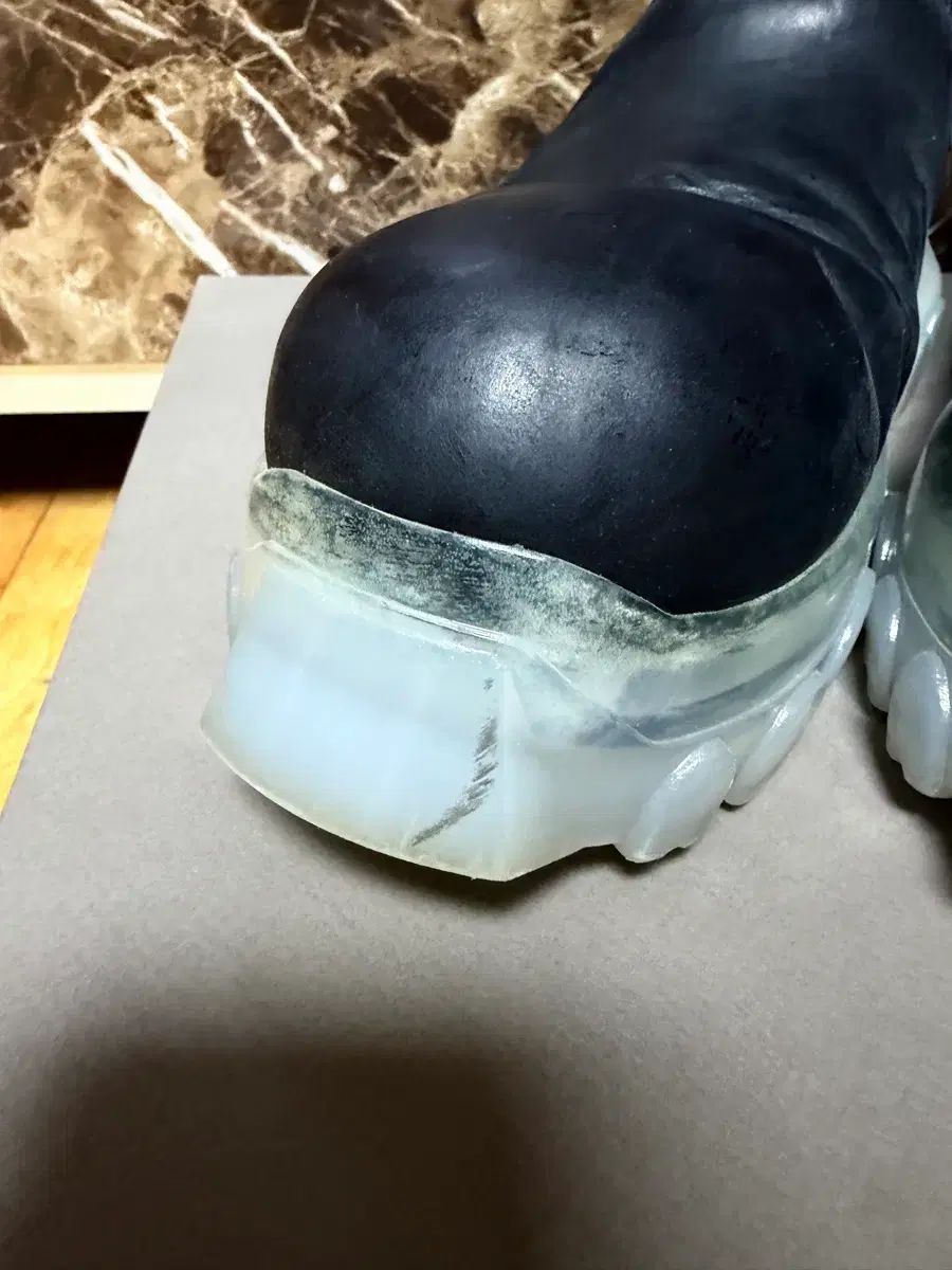  44 リックオウエンス ボーダー トラック ブーツ クリアソール その他 ブーツ 革靴