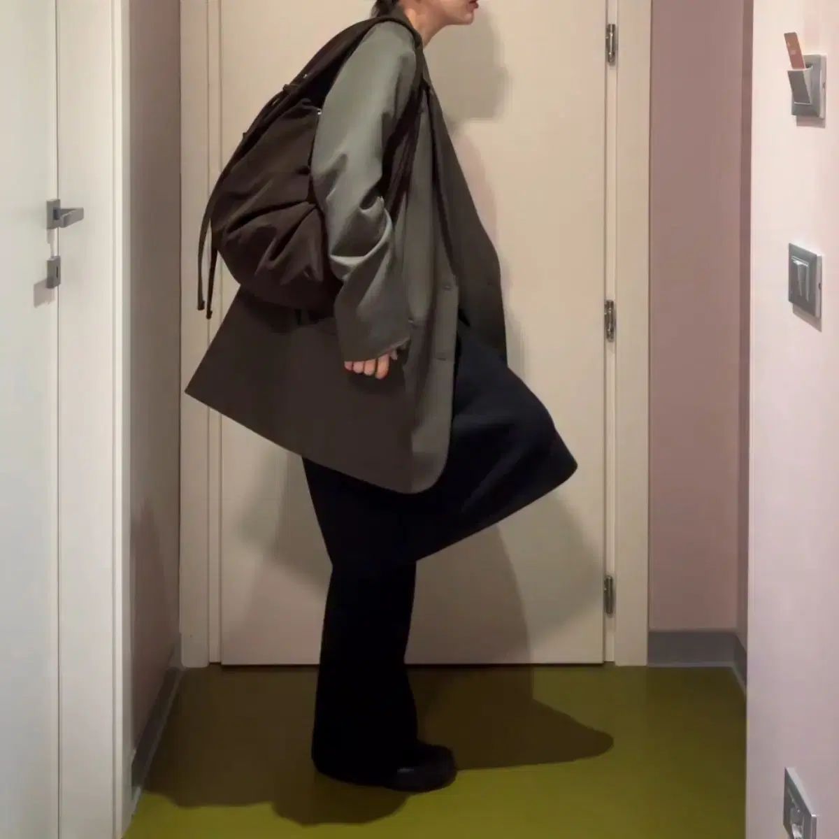 ダンファクトリー ビレッジ バッグ スウェード チョコ