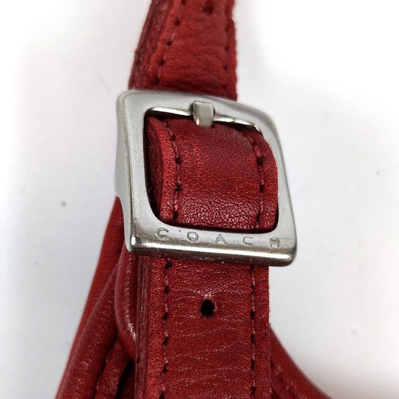 COACH オールド コーチショルダーバッグ 斜めがけ レザー レッド系 赤