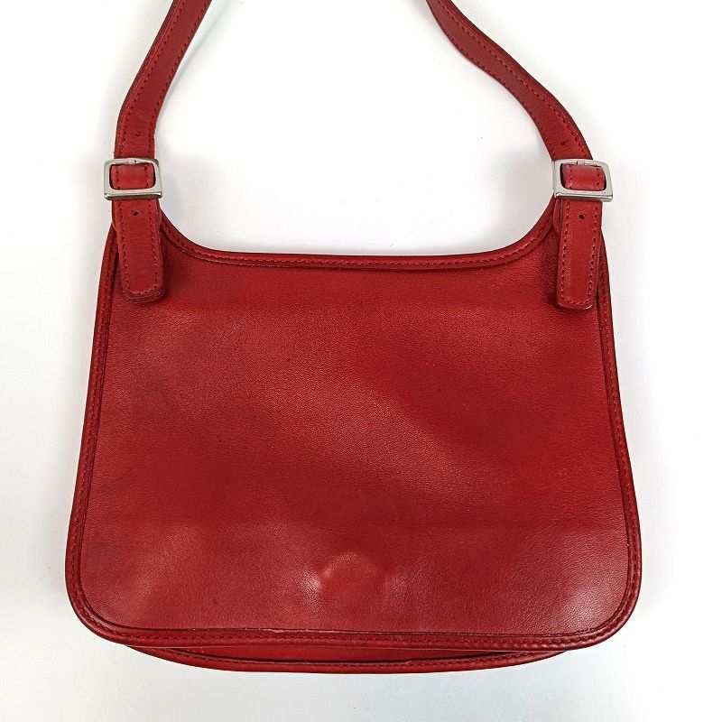 COACH オールド コーチショルダーバッグ 斜めがけ レザー レッド系 赤
