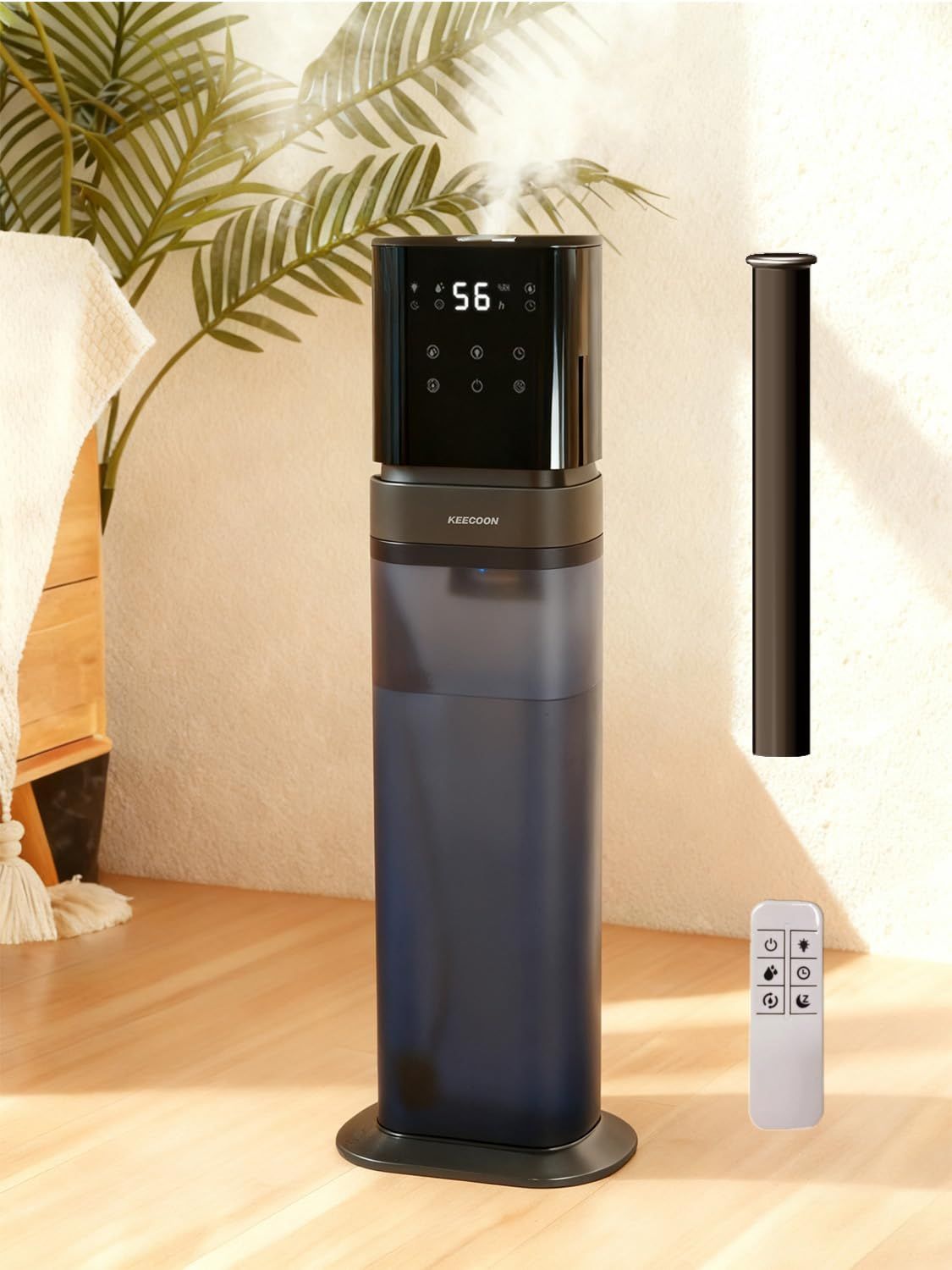 KEECOON 加湿器 大容量 8 L 超音波式 業務用 ESSEでも紹介され 2025 透明タンク タワー型 業務用加湿器 大型 上から給水 4重除菌 アロマ 切れタイマー リモコン付き 静音 省エネ 三段階噴霧量 連続48時間 自動湿度調整 睡眠モード