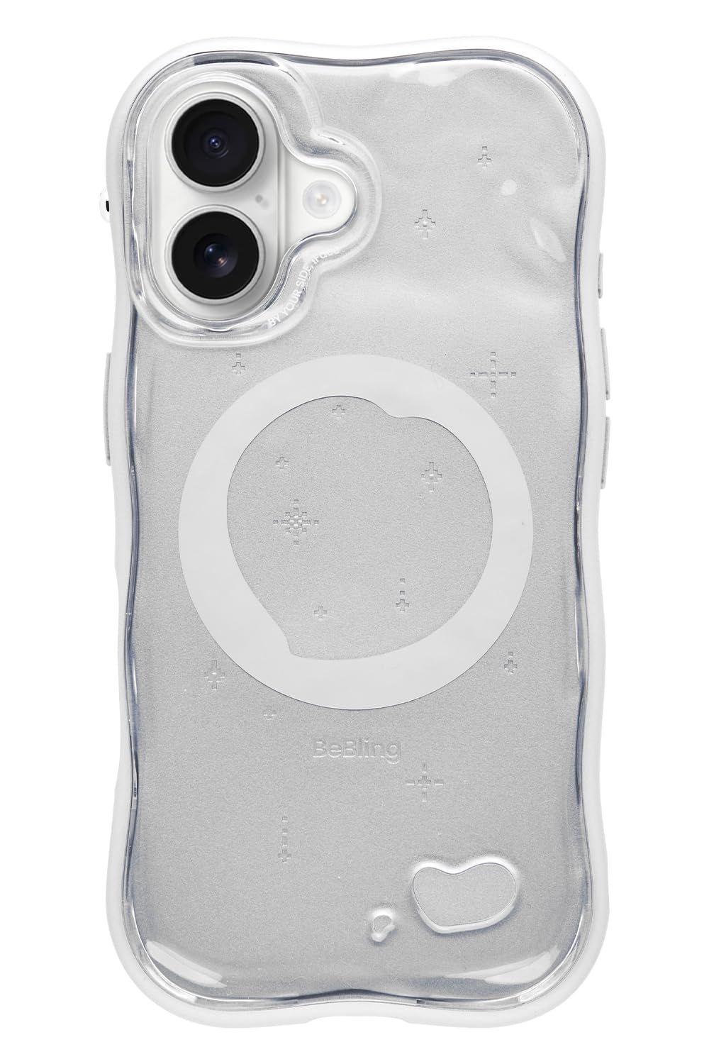 iFace スマホケース iPhone 17 対応 BeBling 2 MagSynq クリア MagSafe対応 耐衝撃 透明 シルバー ストラップホール付き 縁高 ウルウル キラキラ