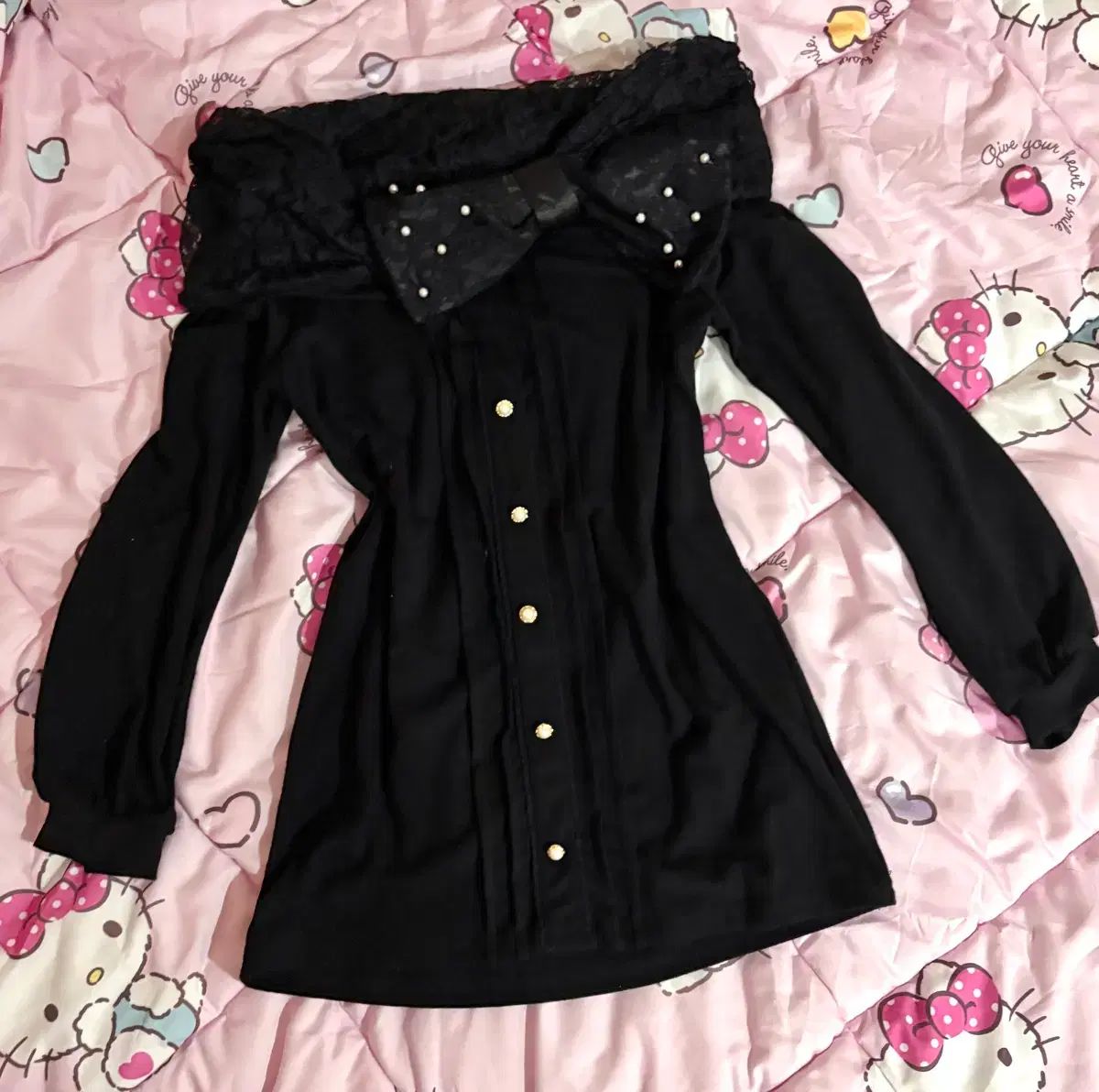 姫ギャル リー タイトフィット オフショルダー レース