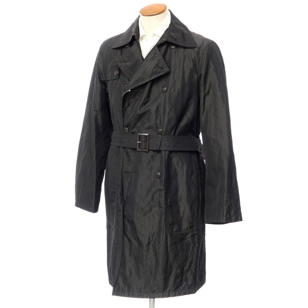 ジョルジオアルマーニ GIORGIO ARMANI ポリエステルメタリック トレンチコート ブラックxグレー系 サイズ50 メンズ