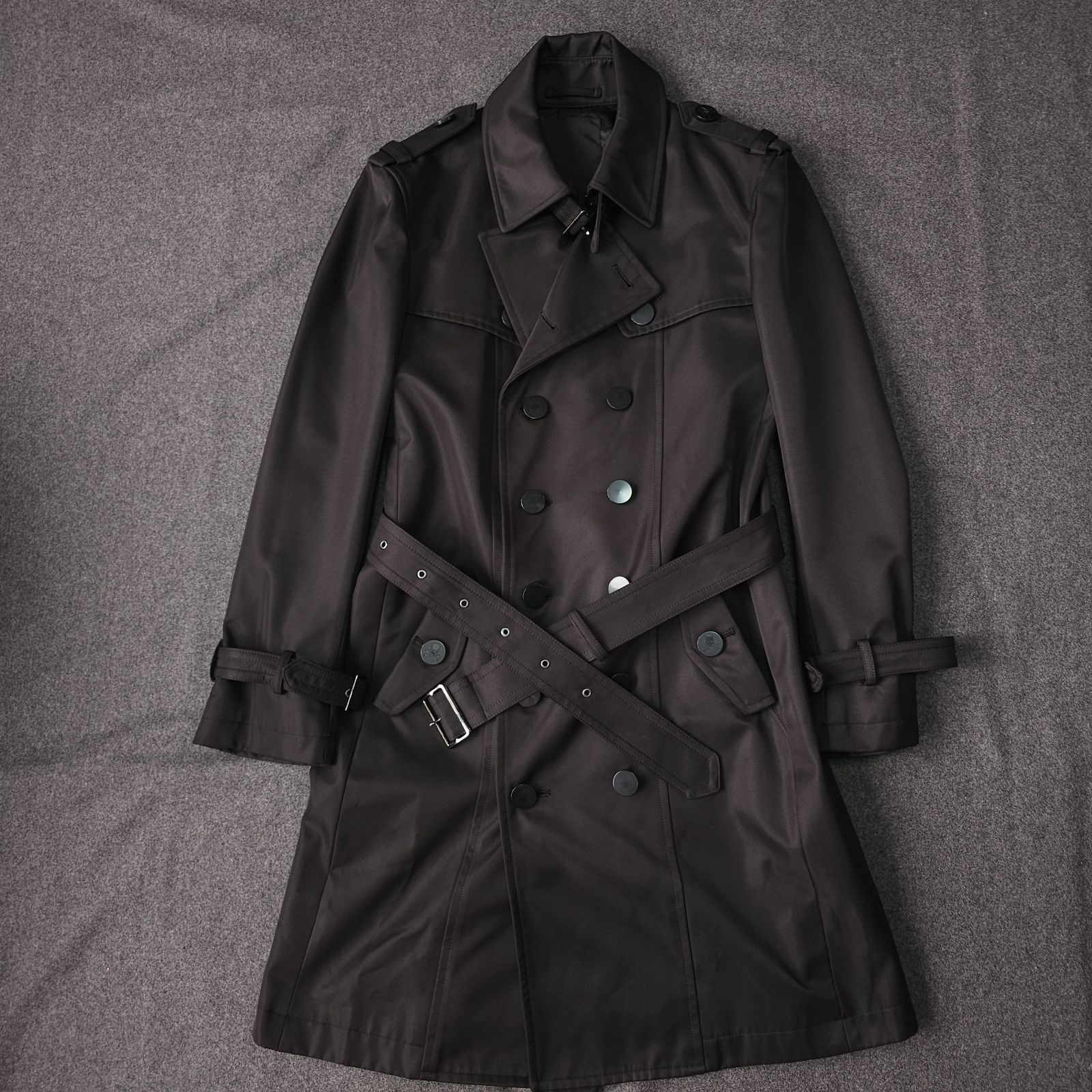 Roen ロエン 秋冬 2WAY ドクロボタン 裏地 ロゴ総柄 トレンチコート