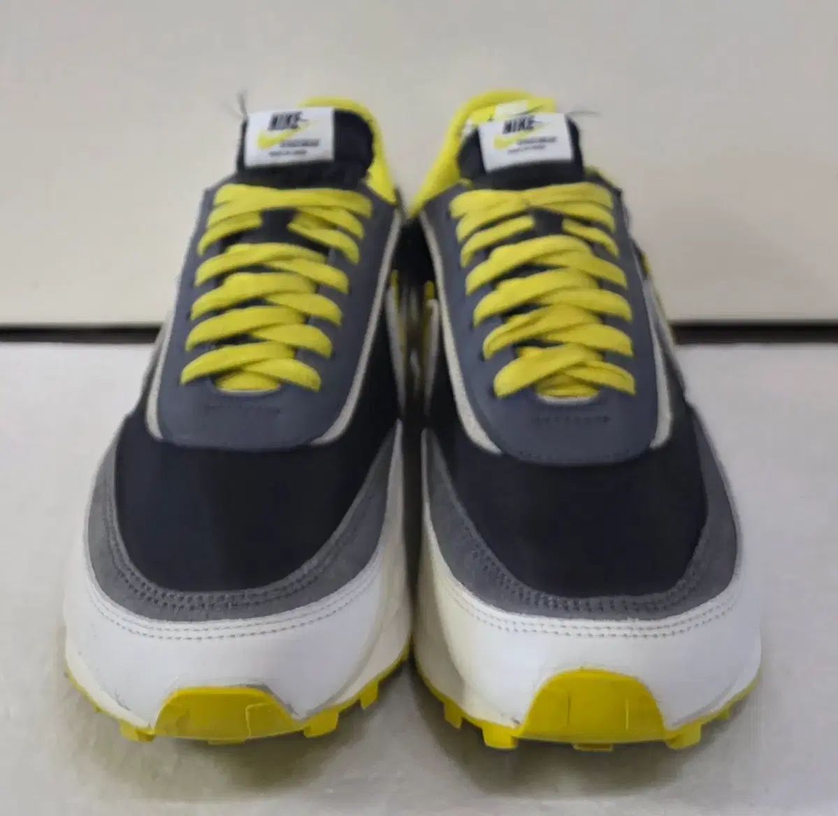  285 NIKExSACAIxUNDERCOVER LDワッフル ブラックブライトシトロン 廃盤実物 スニーカー 靴