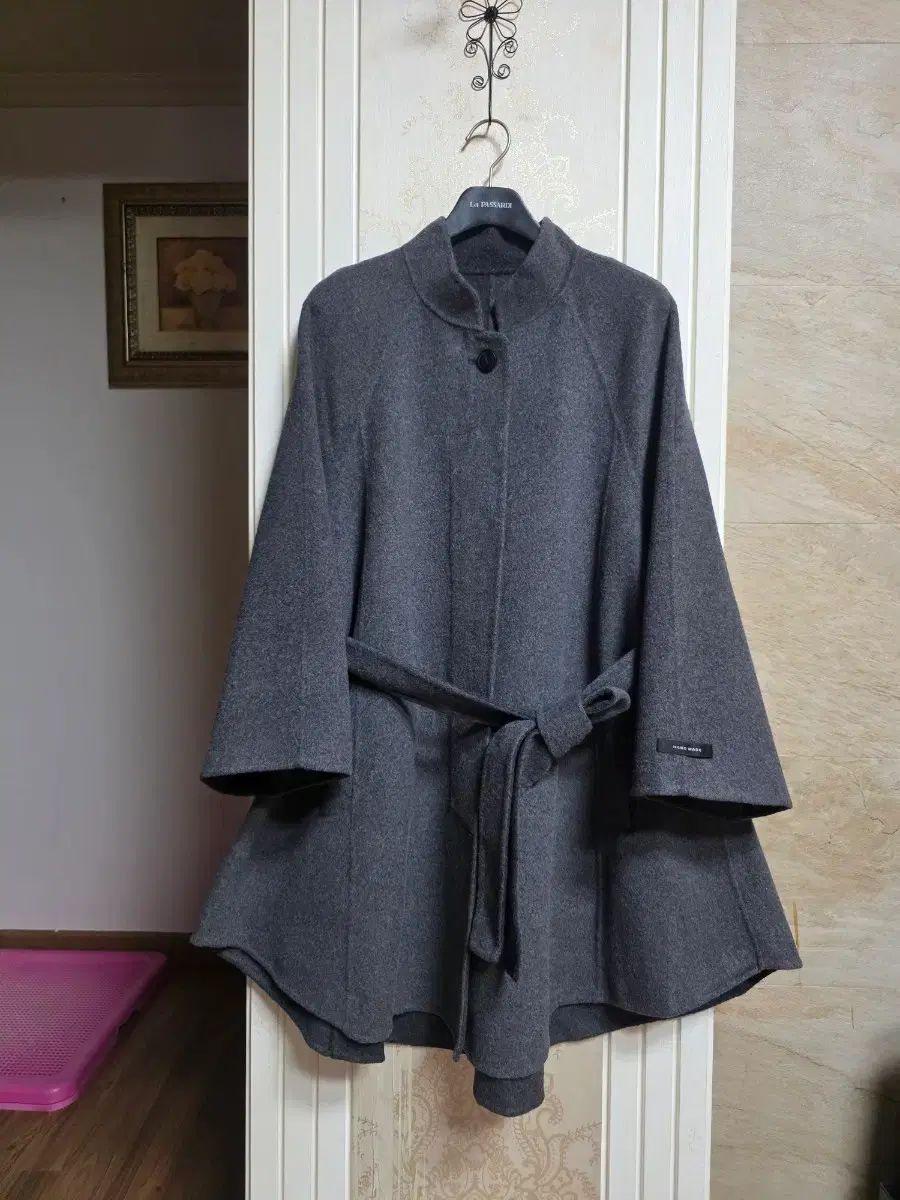 0104 ダニエル DANIELLE エス떼 ハンドメイド カシミア ブレンド ベルト コート グレー
